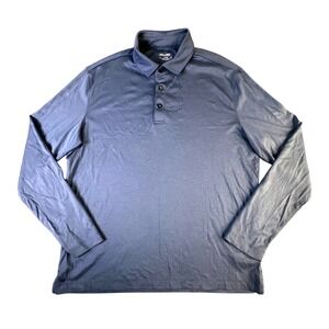 UNTUCKit Mens Long Sleeve Polo Shirt Blue Large Solid Casual Soft Knit Top